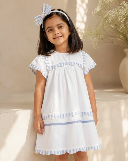 Santorini Dress | Organic Cotton Flutter-Sleeve Dress
