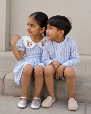 The Rakhi Blue Stripe brother sister set