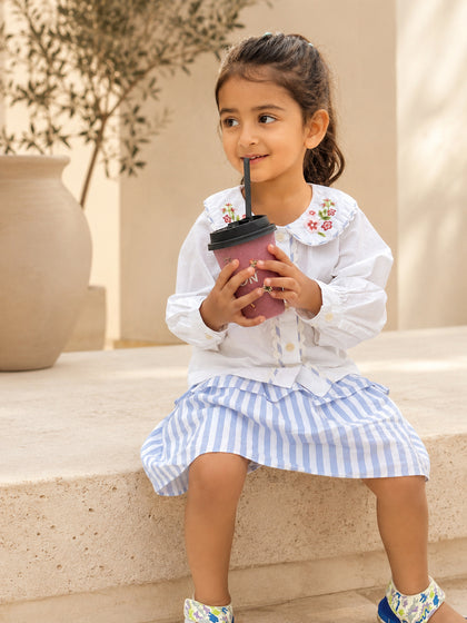 Capri Blouse | Floral Embroidered Organic Cotton Shirt