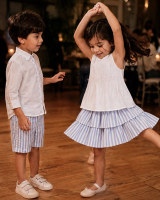 Coastal White & Blue brother sister set