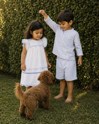 Coastal White & Blue brother sister set