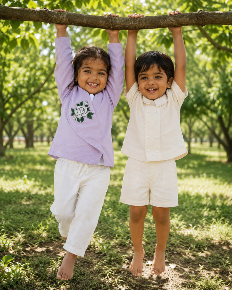 Cannoli Cream — matching brother and sister outfit for Rakhi